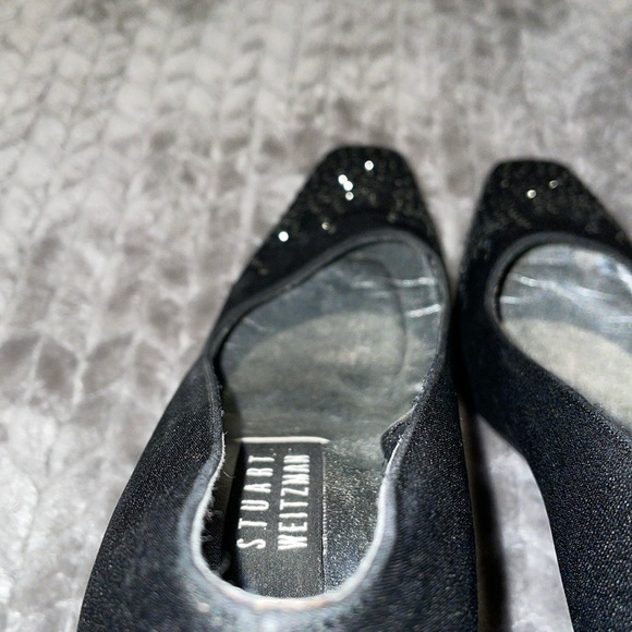 STUART WEITZMAN Black Satin Rhinestone Accents Heels Pumps Sz 6.5. - Picture 10 of 12